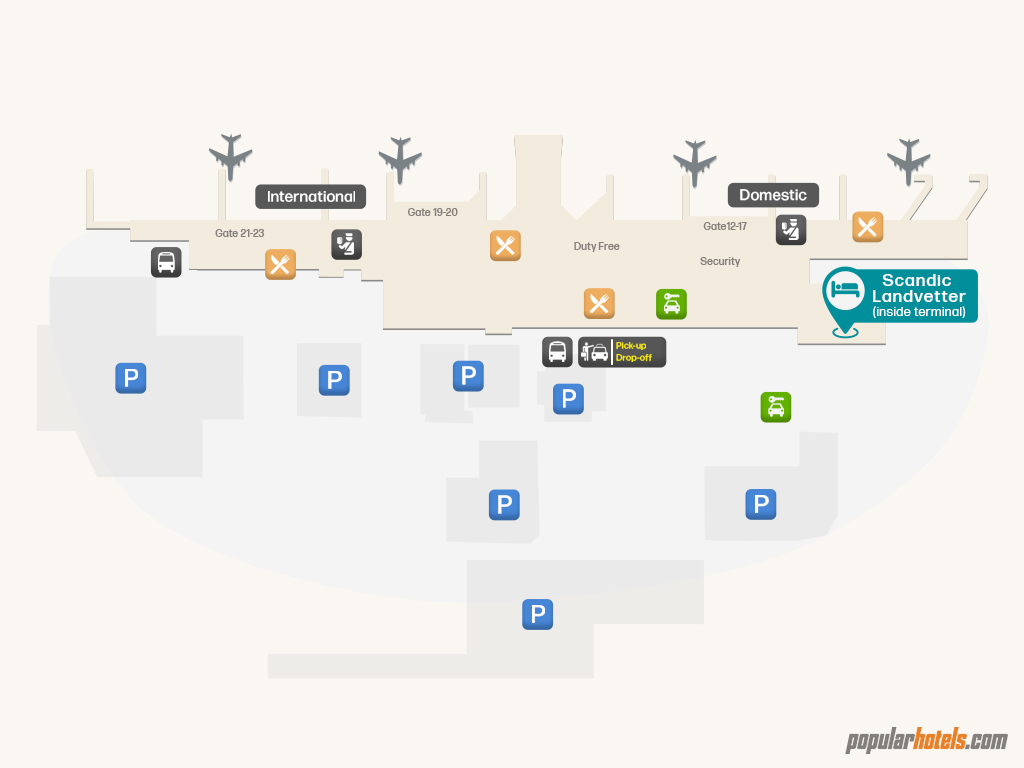 Landvetter airport terminal with hotel